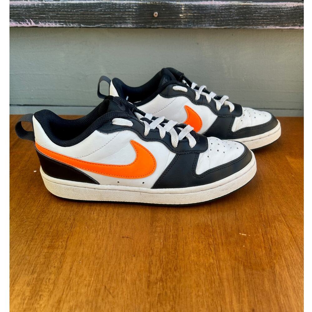 Nike Court Borough Low 2 White Black Orange Youth Size 5Y Sneakers - Picture 3 of 9